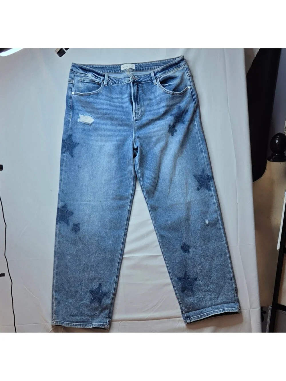 NWT Risen Star Shadow Mid Rise Boyfriend Jeans 2XL PGA21091X Distressed Plus